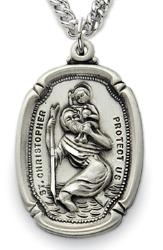 Sterling Silver Saint Christopher Medal with Shield shaped pendant