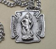 Large Sterling Silver St. Florian Medal