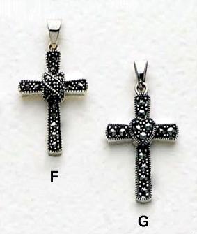 Image of two sterling silver and marcasite necklace pendants