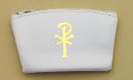 White vinyl Rosary zip top case as part of Rosary Gift set.