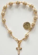 Gold over Sterling Silver Swarovski Crystal Rosary Bracelet with clear swarovski crystal beads