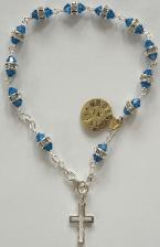 Sterling Silver Swarovski Crystal Rosary Bracelet with blue swarovski crystal cap beads