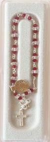 Red/Clear Sterling Silver Swarovski Crystal Rosary Bracelet