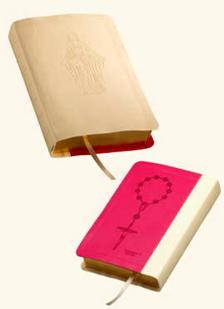 Image of Ivory and Rose NAB Catholic Bible with Image of Mary Librosario Cover