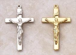 Large Crucifix Pendant by Creed in Sterling Silver and 22KT Gold over Silver