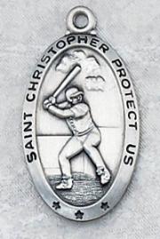 engravable sterling silver Catholic Patron Saint Christopher baseball medal