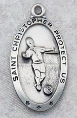 engravable sterling silver Saint Christopher soccer medal