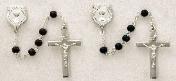 Brown and Black Wood and Sterling Silver First Communion Rosary