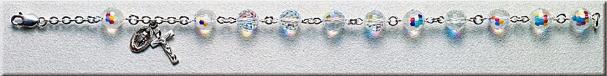 All Sterling silver Fireball Swarovski Crystal bead Rosary Bracelet