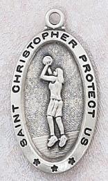 Sterling Silver Saint Christopher Girl's Basketball Medal