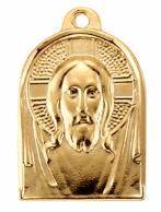 Gold over Sterling Silver Head of Christ medal with renaissance face of Jesus