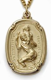 Gold over Sterling Silver Saint Christopher Medal with engravable medallion