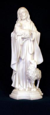 White Alabaster Jesus the Good Shepherd Statue