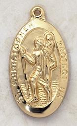 Large Gold over Sterling Silver Saint Christopher Medal with engravable pendant