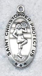 Sterling Silver Saint Christopher Cheerleader Medal