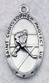 engravable Sterling Silver Saint Christopher Hocky Medal