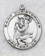 Sterling Silver Saint Christopher Medal necklace with Engravable pendant