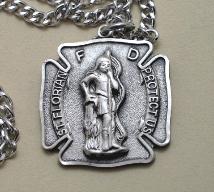 Large Sterling Silver St. Florian Medal