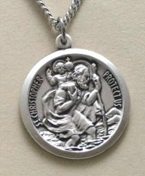 Sterling Silver Saint Christopher Medal with engravable medallion