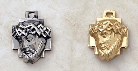 Sterling Silver and Gold over Silver Head of Christ Medal