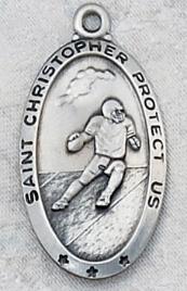 engravable Sterling Silver Saint Christopher Football Medal