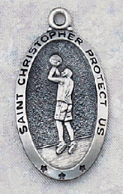engravable sterling silver Saint Christopher Boy's basketball medal